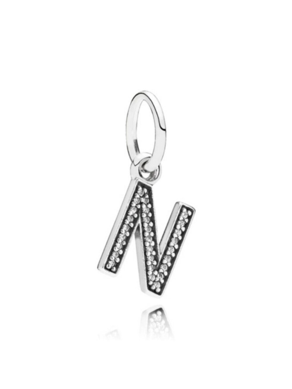 Pandora Sterling Silver Alphabet Letter N Dangle w/ Clear Zirconia - 791326cz